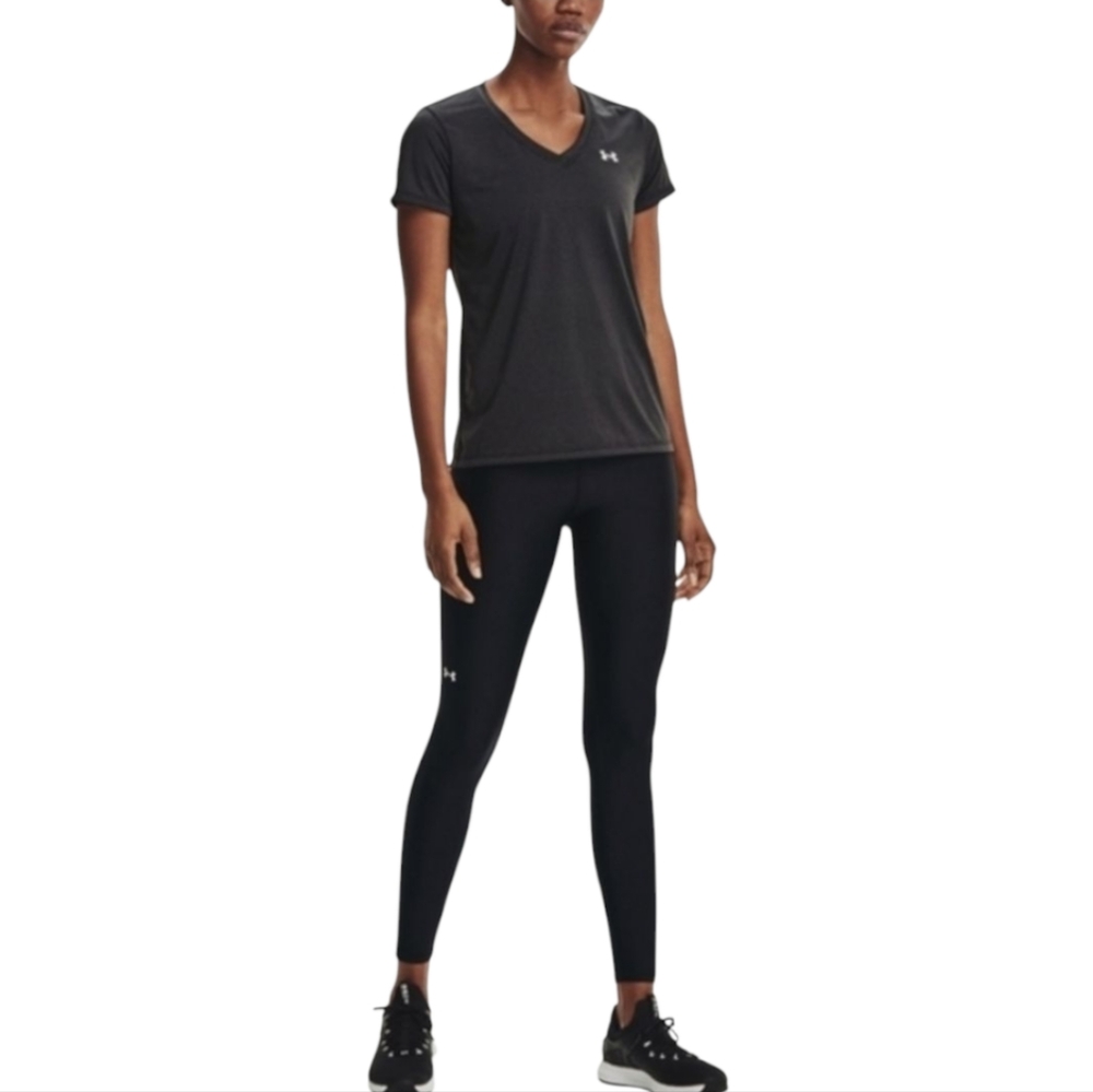 Under Armour Womens Athletic Heatgear‎ V Neck T-Shirt Gray NWT Size XS